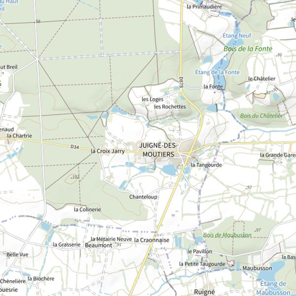 Plan cartographique de Étang de la Blisiere