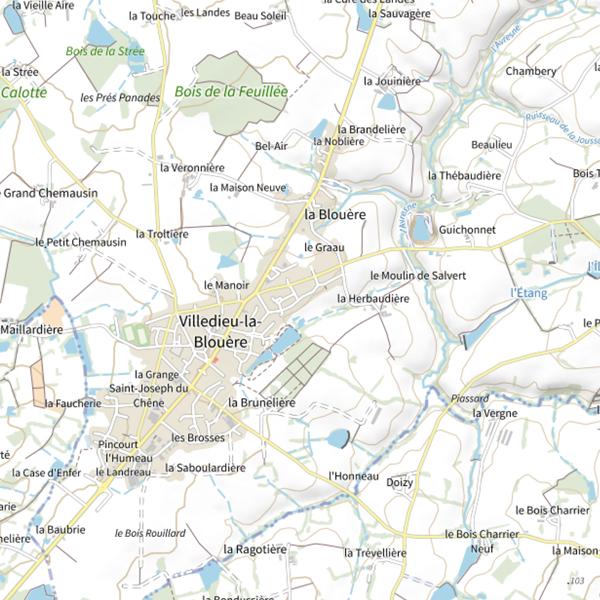 Plan cartographique de Étang de La Blouère
