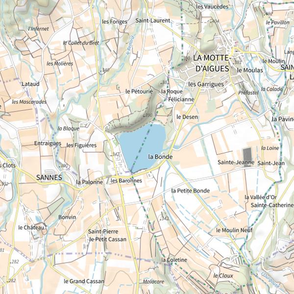Plan cartographique de Étang de la Bonde