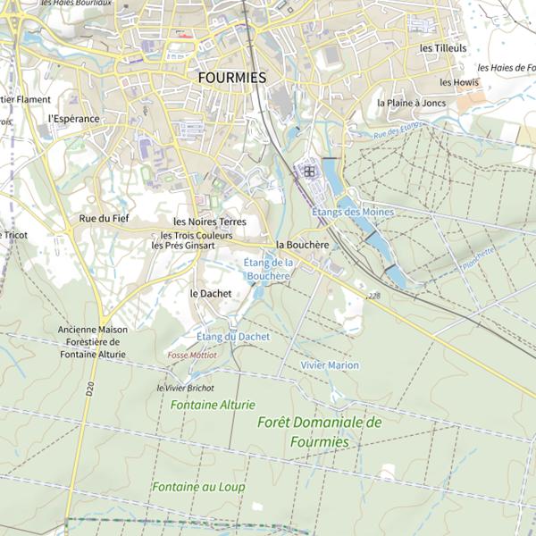 Plan cartographique de Étang de la Bouchère