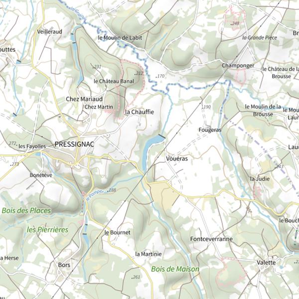 Plan cartographique de Étang de la Chauffie