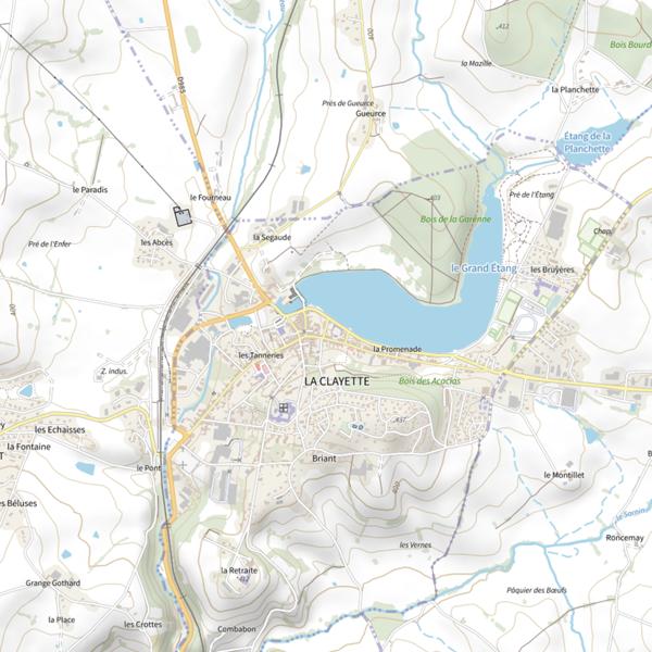 Plan cartographique de Étang de la Clayette