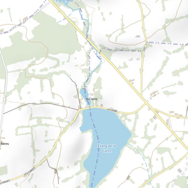 Plan cartographique de Étang de la Corre