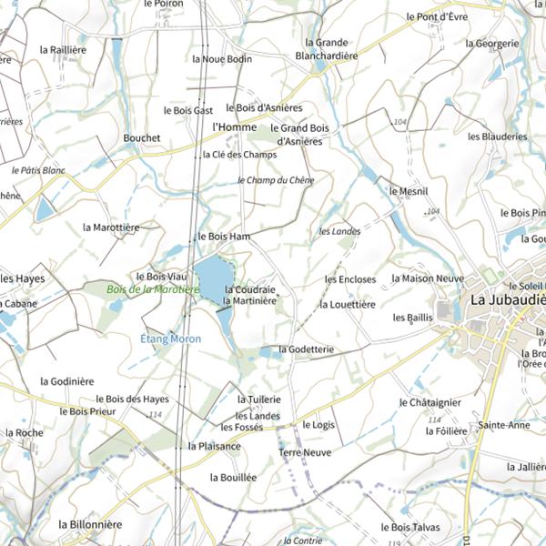 Plan cartographique de Étang de la coudraie
