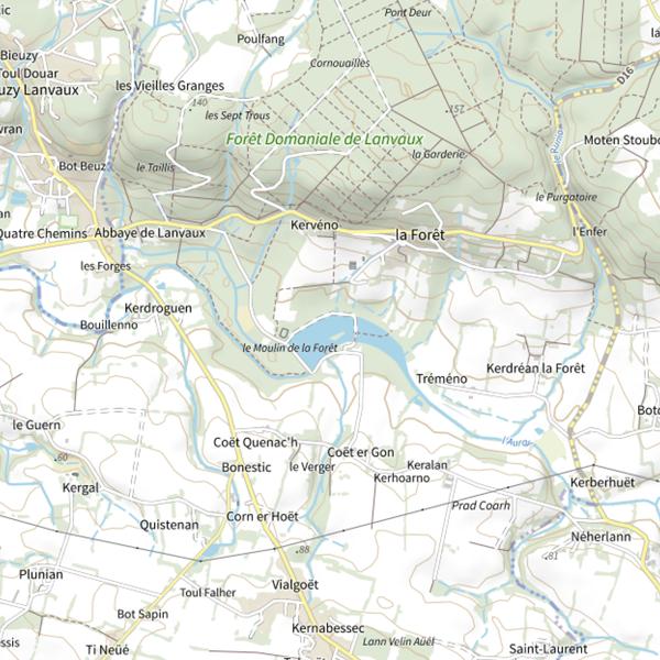 Plan cartographique de Étang de la Forêt (Brandivy)