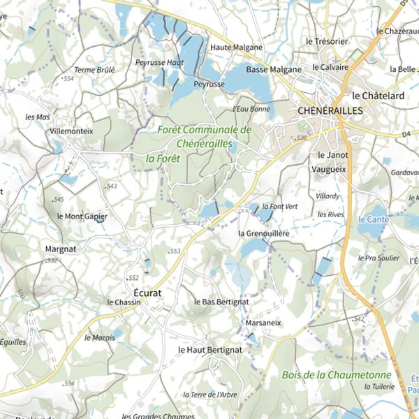 Plan cartographique de Étang de la Forêt (Chénérailles)
