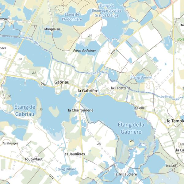 Plan cartographique de Étang de la Gabrière