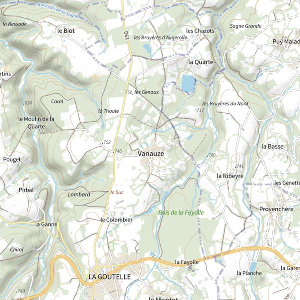 Plan cartographique de Étang de la Goueille (La Goutelle)
