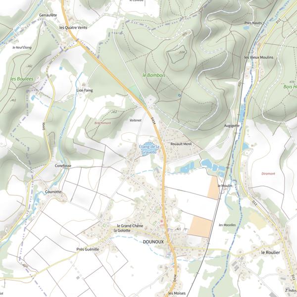 Plan cartographique de Étang de la Gravelle (Dounoux)