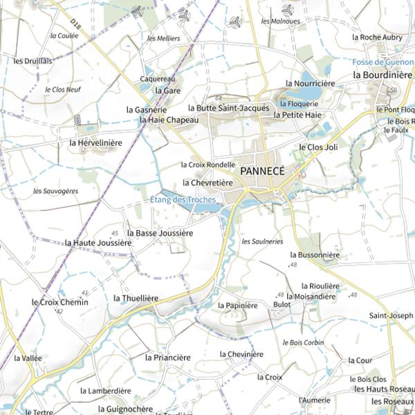 Plan cartographique de Étang de la Gravelle (Pannecé)