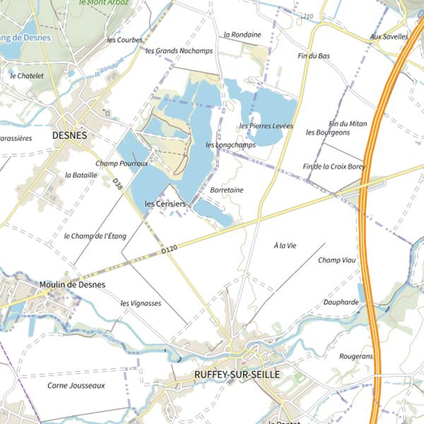 Plan cartographique de Étang de la Gravière Bonnivard