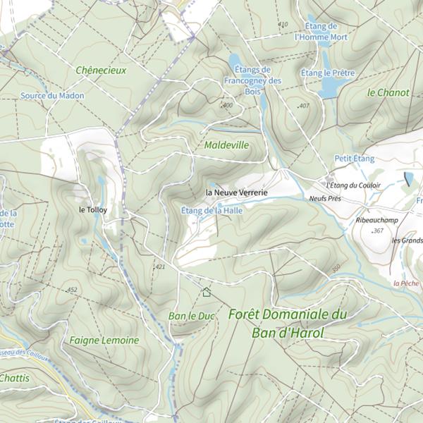 Plan cartographique de Étang de la Halle