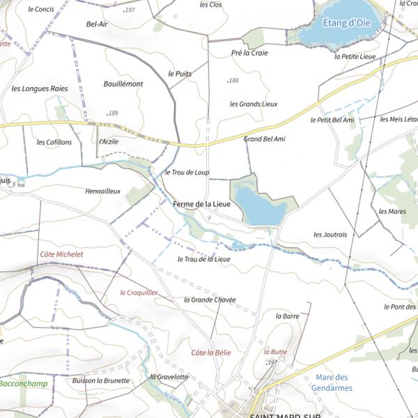 Plan cartographique de Étang de la Lieue