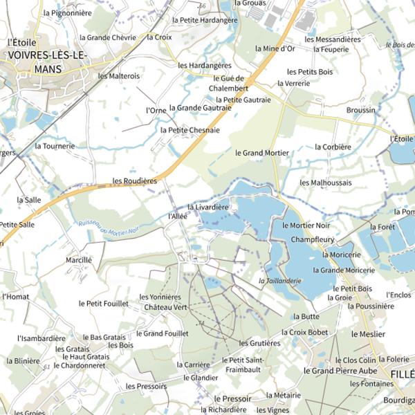 Plan cartographique de Étang de la Livardière