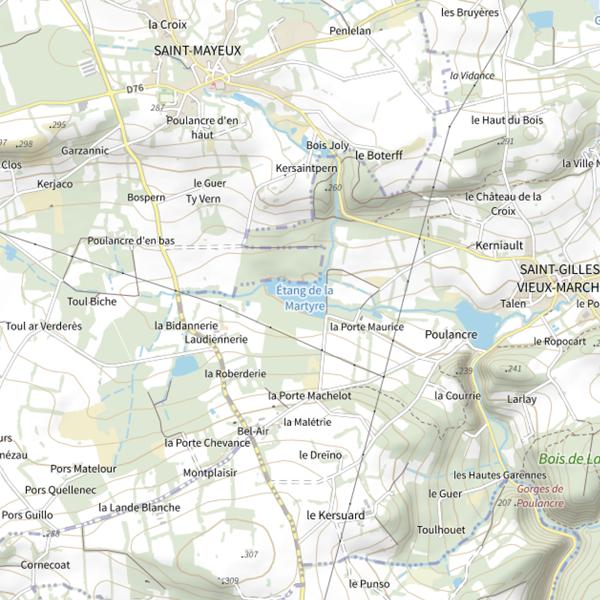 Plan cartographique de Étang de La Martyre