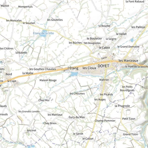 Plan cartographique de Étang de la Planche (Doyet)