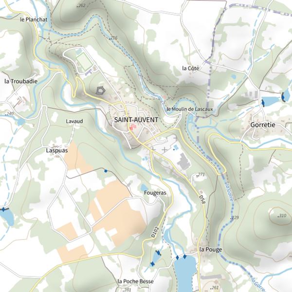 Plan cartographique de Étang de La Pouge