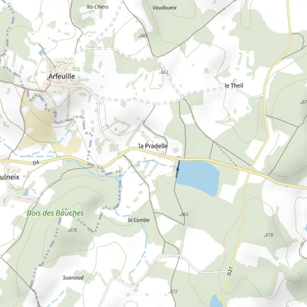 Plan cartographique de Étang de La Pradelle