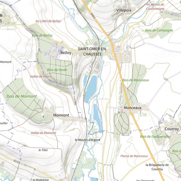 Plan cartographique de Étang de la Prairie (Saint-Omer-en-Chaussée)