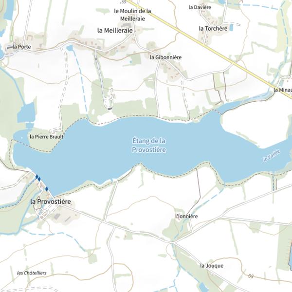 Plan cartographique de Étang de la Provostière