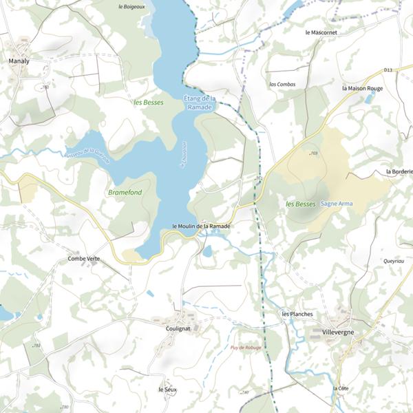 Plan cartographique de Étang de la Ramade