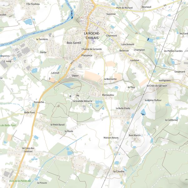Plan cartographique de Étang de La Roche Chevreux (La Roche-Chalais)