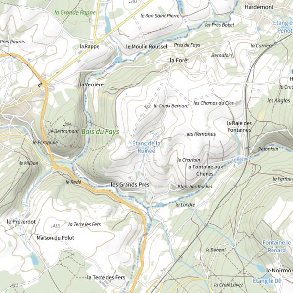Plan cartographique de Étang de la Ruinée