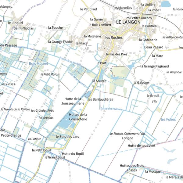 Plan cartographique de Étang de la Source, Le Langon