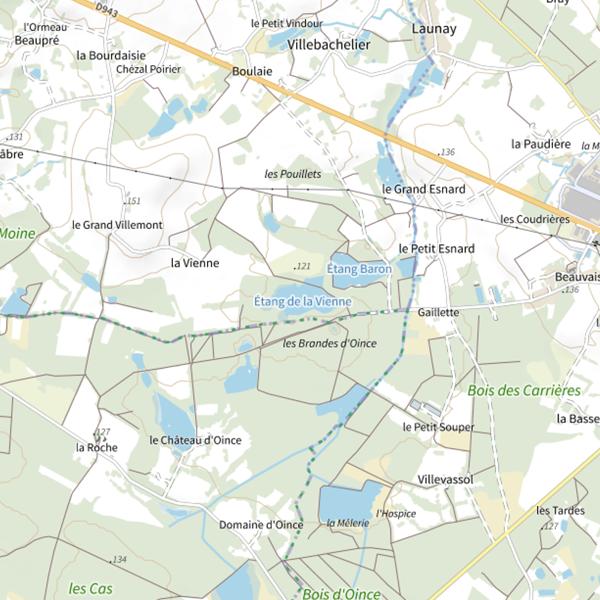 Plan cartographique de Étang de la Vienne