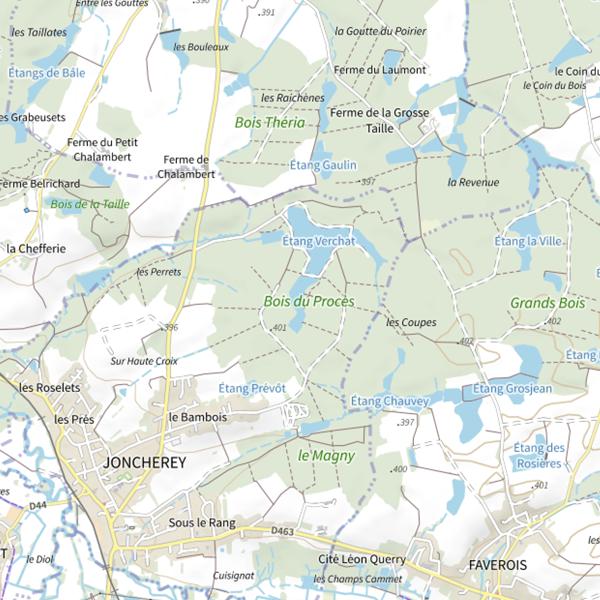 Plan cartographique de Étang de la Ville