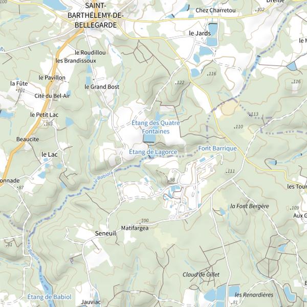 Plan cartographique de Étang de Lagorce