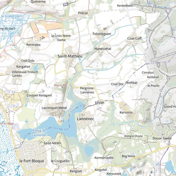 Plan cartographique de Étang de Lannénec
