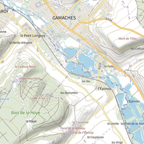 Plan cartographique de Étang de l'epinoy Monthières