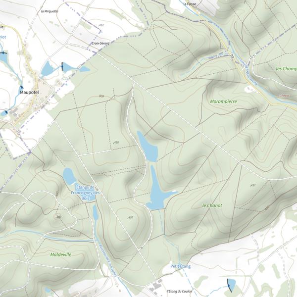 Plan cartographique de Étang de l'Homme Mort (Charmois-l'Orgueilleux)