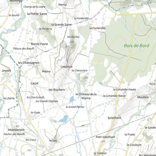 Plan cartographique de Étang de Lospeux