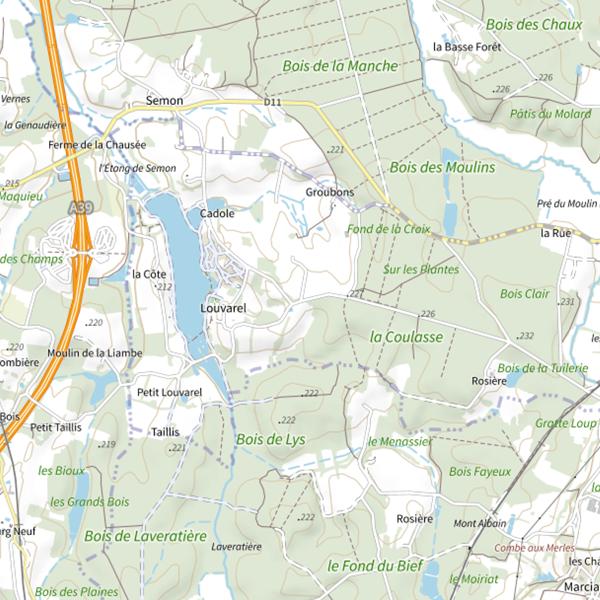 Plan cartographique de Étang de Louvarel