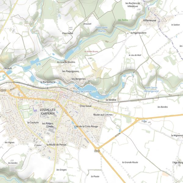 Plan cartographique de Étang de Lussac