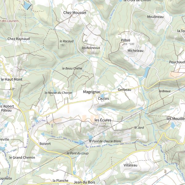 Plan cartographique de Étang de magrignac