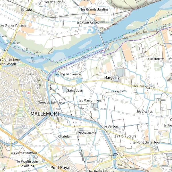 Plan cartographique de Étang de Mallemort