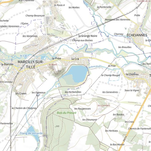 Plan cartographique de Étang de Marcilly