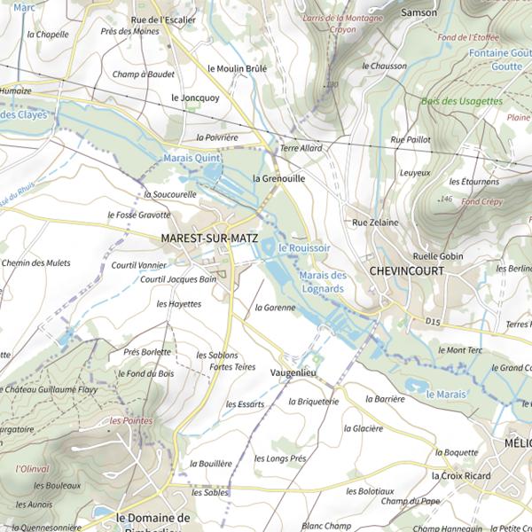 Plan cartographique de Étang de Marest sur Matz