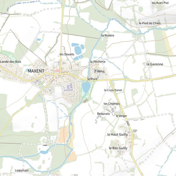 Plan cartographique de Étang de Maxent