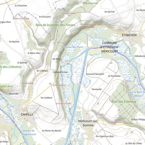 Plan cartographique de Étang de Méricourt sur Somme , Carpodrome