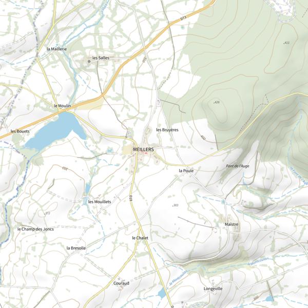Plan cartographique de Étang de Messarges