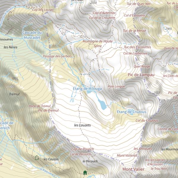 Plan cartographique de Étang de Milouga