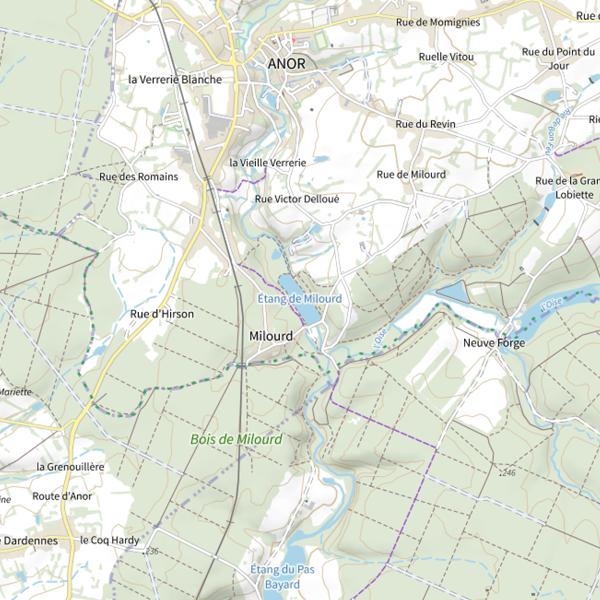Plan cartographique de Étang de Milourd