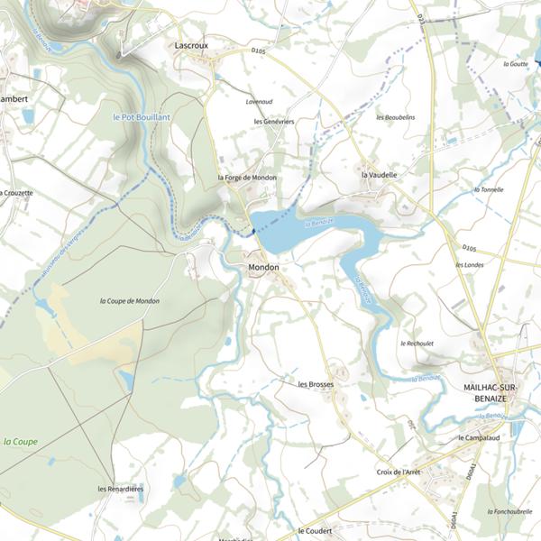 Plan cartographique de Étang de Mondon
