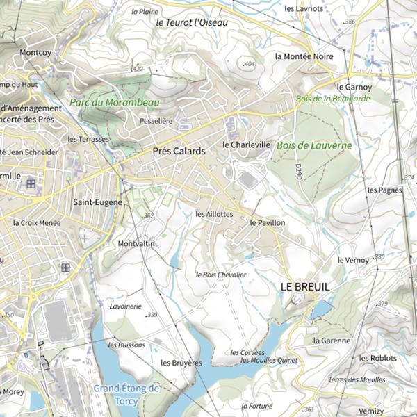 Plan cartographique de Étang de Montaubry