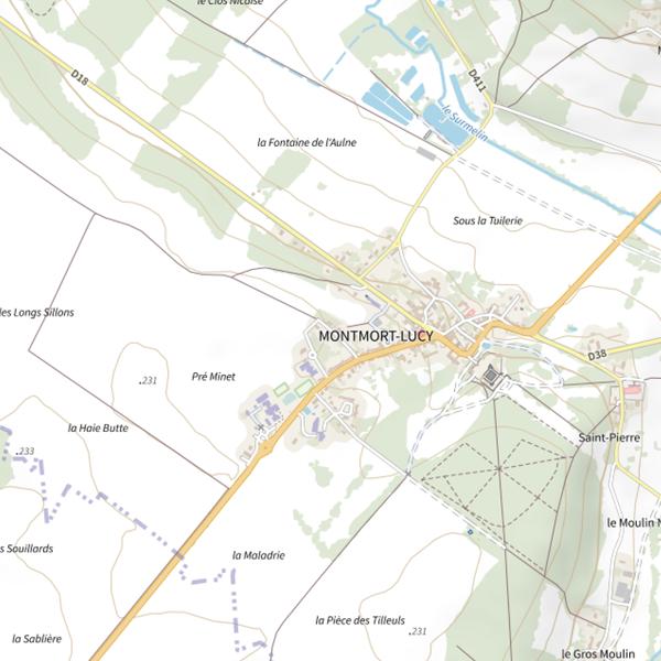 Plan cartographique de Étang de Montmort Lucy
