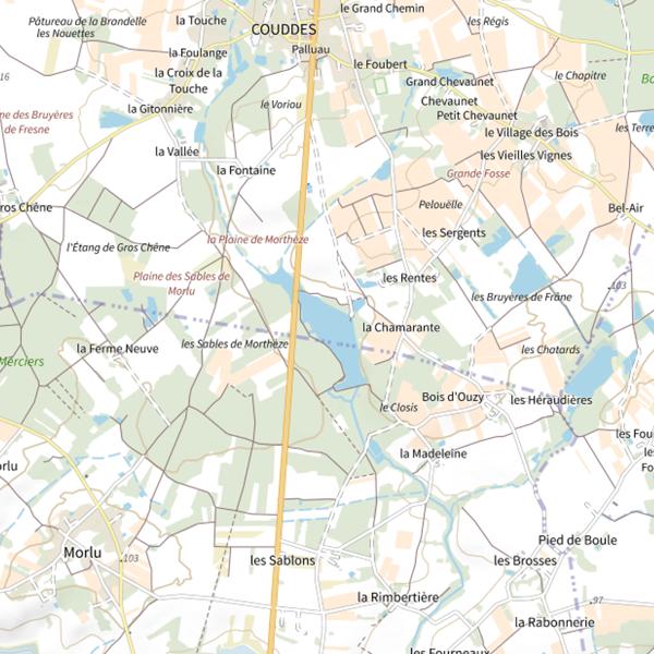Plan cartographique de Étang de Morthèze